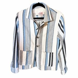 Lee cooper originals textured stripe jacket western style blue and white L